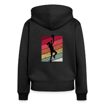 Basketball Spielerin - Frauen Premium Bio Zip Hoodie - Schwarz - Hinten - Julia (174cm)