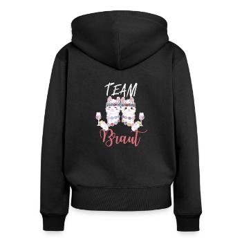 Damen Team Braut Lama Bachelorette-Party Geschenk - Frauen Premium Bio Zip Hoodie - Schwarz - Hinten - Julia (174cm)
