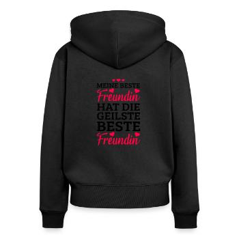 meine beste Freundin hat die geilstebeste Freundin - Frauen Premium Bio Zip Hoodie - Schwarz - Hinten - Julia (174cm)