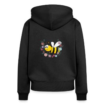 Abeille et fleurs - Sweat à capuche zippé Premium bio Femme - noir - Dos - Julia (174cm)