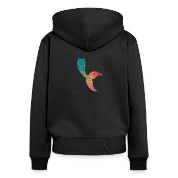 Queues de sirène colorées Arc-en-ciel - Sweat à capuche zippé Premium bio Femme - noir - Dos - Julia (174cm)