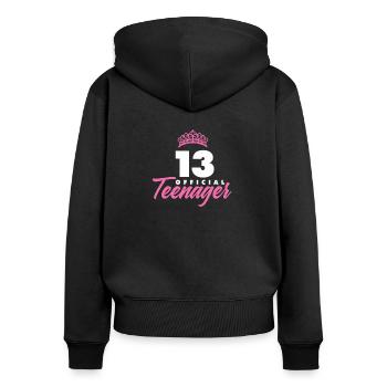 Cadeau d'anniversaire adolescent 13 ans - Sweat à capuche zippé Premium bio Femme - noir - Dos - Julia (174cm)