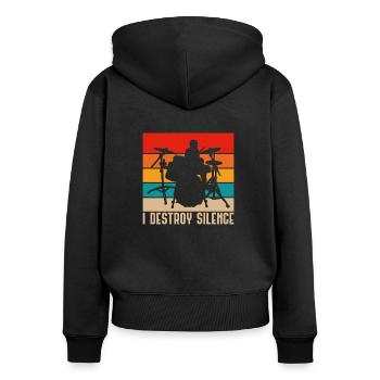Drums - Women's Premium Organic Zip Hoodie - black - Back - Julia (174cm)