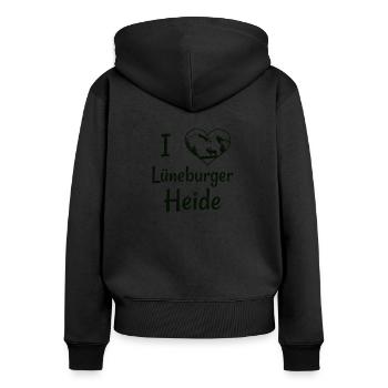 I love Lüneburger Heide Wandern Geschenkidee Shirt - Frauen Premium Bio Zip Hoodie - Schwarz - Hinten - Julia (174cm)