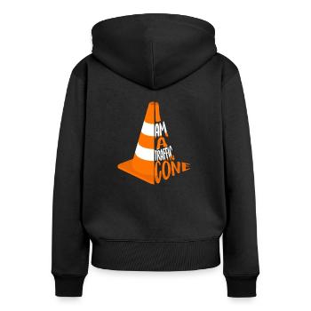 Ich bin ein Verkehrskegel Orange Kostüm Einfach Einfach - Frauen Premium Bio Zip Hoodie - Schwarz - Hinten - Julia (174cm)