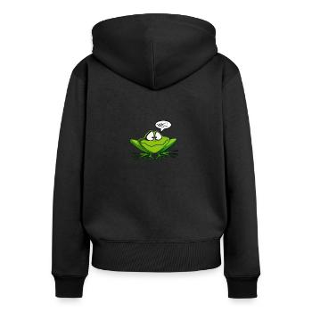 Grenouille parlante - Sweat à capuche zippé Premium bio Femme - noir - Dos - Julia (174cm)