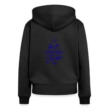 Sabbel Nicht Dat Geit Moin Spacken Anker Shirt - Frauen Premium Bio Zip Hoodie - Schwarz - Hinten - Julia (174cm)
