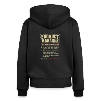 Définition de dictionnaire drôle de cadeau de chef de projet - Sweat à capuche zippé Premium bio Femme - noir - Dos - Julia (174cm)