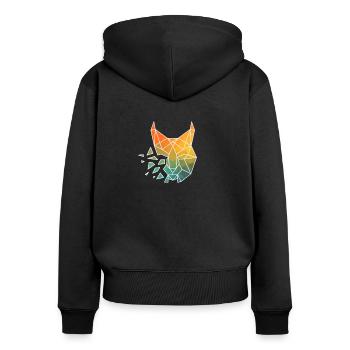 lynx Silhouette Watercolor Gift - Frauen Premium Bio Zip Hoodie - Schwarz - Hinten - Julia (174cm)