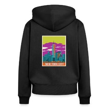 New York - Sweat à capuche zippé Premium bio Femme - noir - Dos - Julia (174cm)