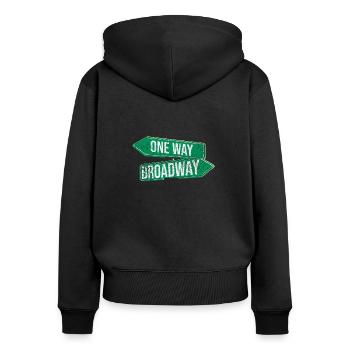 New York - Sweat à capuche zippé Premium bio Femme - noir - Dos - Julia (174cm)