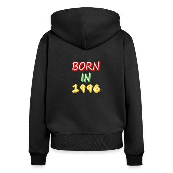 Born in 1996 - Women's Premium Organic Zip Hoodie - black - Back - Julia (174cm)