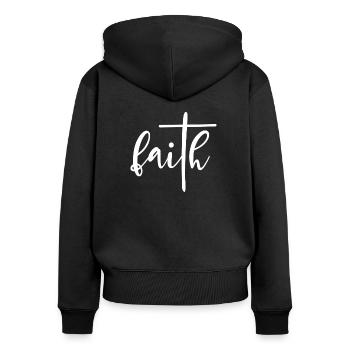 Glaube religiös - Frauen Premium Bio Zip Hoodie - Schwarz - Hinten - Julia (174cm)
