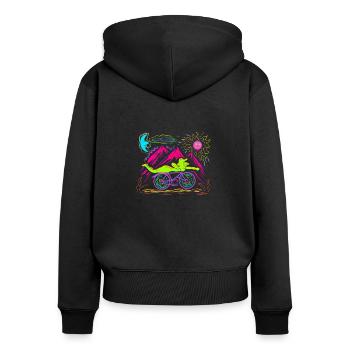 LSD albert hofmann bicycle day Shirt Trippy Tshirt - Frauen Premium Bio Zip Hoodie - Schwarz - Hinten - Julia (174cm)