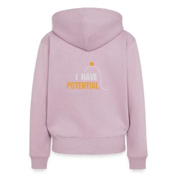 Lustige Physik Nerd Design Geschenke Ich habe Potenzial - Frauen Premium Bio Zip Hoodie - Altrosa - Hinten - Julia (174cm)