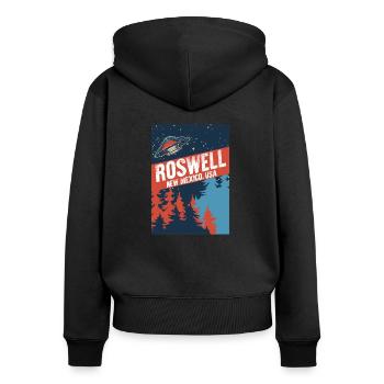 Roswell New Mexico USA Théories du complot Fun Gif - Sweat à capuche zippé Premium bio Femme - noir - Dos - Julia (174cm)