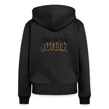 Früher Mehr Lametta Filmzitat Weihnachten Spruch - Frauen Premium Bio Zip Hoodie - Schwarz - Hinten - Julia (174cm)