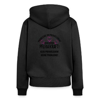 Altenpfleger - Pflege - Frauen Premium Bio Zip Hoodie - Schwarz - Hinten - Julia (174cm)