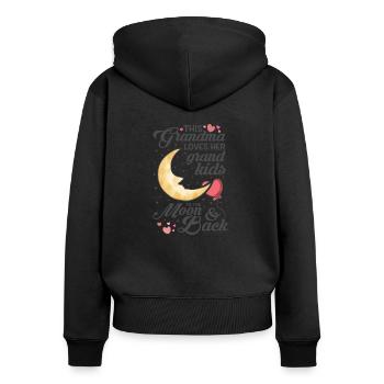 This grandma loves her grandkids to the moon back - Frauen Premium Bio Zip Hoodie - Schwarz - Hinten - Julia (174cm)