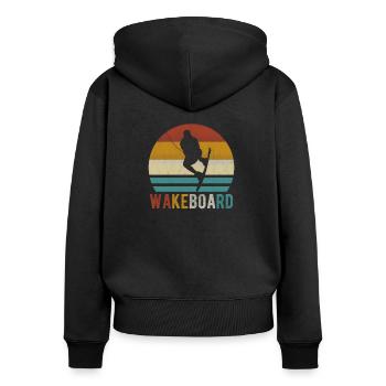 Wakeboard Wakeboarder Wakeboard Wake rétro - Sweat à capuche zippé Premium bio Femme - noir - Dos - Julia (174cm)
