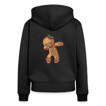 Dabbing Ginger Bread Graphic Gifts Christmas - Frauen Premium Bio Zip Hoodie - Schwarz - Hinten - Julia (174cm)