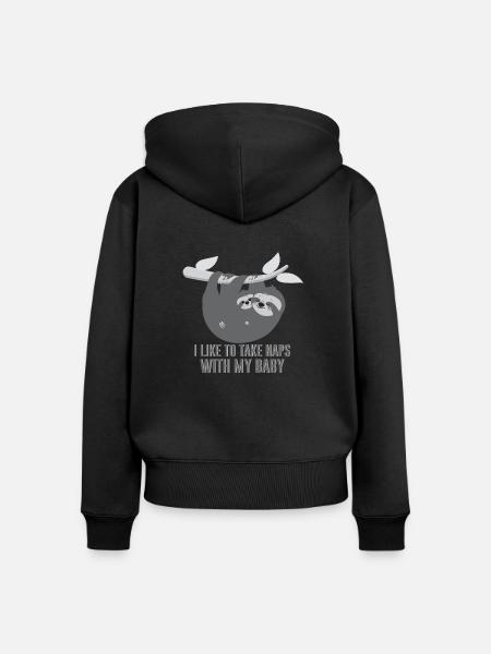 Sloth - Frauen Premium Bio Zip Hoodie - Schwarz