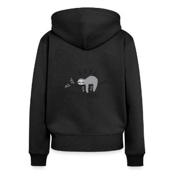 Sloth - Frauen Premium Bio Zip Hoodie - Schwarz - Hinten - Julia (174cm)