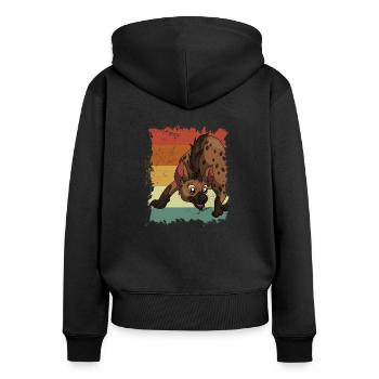Safari hyène rétro - Sweat à capuche zippé Premium bio Femme - noir - Dos - Julia (174cm)