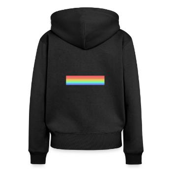 arc en ciel - Sweat à capuche zippé Premium bio Femme - noir - Dos - Julia (174cm)