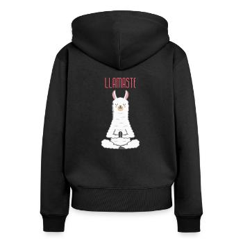 lama - Women's Premium Organic Zip Hoodie - black - Back - Julia (174cm)