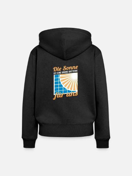 Solarenergie Sonnenstrom Solarstrom Photovoltaik - Frauen Premium Bio Zip Hoodie - Schwarz