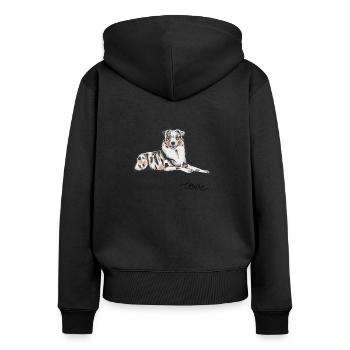 Australian Shepherd dog Aussie dog mom - Women's Premium Organic Zip Hoodie - black - Back - Julia (174cm)
