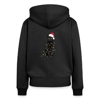 Christmas Black Cat - Women's Premium Organic Zip Hoodie - black - Back - Julia (174cm)