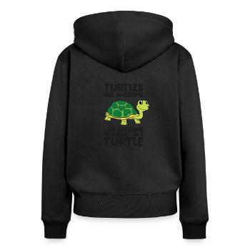 Je suis une tortue - Sweat à capuche zippé Premium bio Femme - noir - Dos - Julia (174cm)