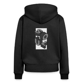 Soul Musik - Frauen Premium Bio Zip Hoodie - Schwarz - Hinten - Julia (174cm)