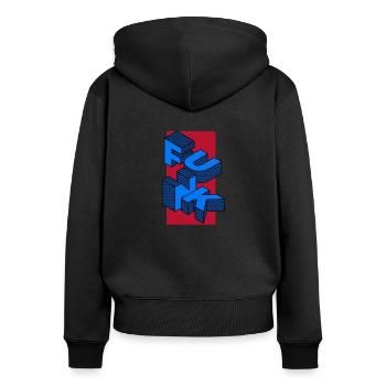 Musique funk funk - Sweat à capuche zippé Premium bio Femme - noir - Dos - Julia (174cm)