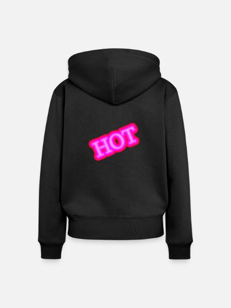 Hot rosa - Frauen Premium Bio Zip Hoodie - Schwarz
