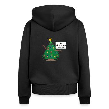 Lustiges Weihnachts Motiv Christbaum Tannenbaum - Frauen Premium Bio Zip Hoodie - Schwarz - Hinten - Julia (174cm)