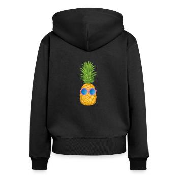 Ananas - Sweat à capuche zippé Premium bio Femme - noir - Dos - Julia (174cm)