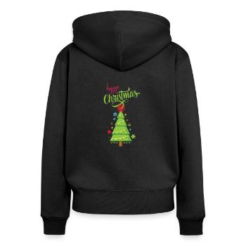 Hygge Christmas - Frauen Premium Bio Zip Hoodie - Schwarz - Hinten - Julia (174cm)