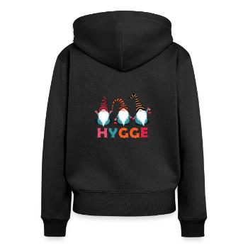 Hygge Christmas - Frauen Premium Bio Zip Hoodie - Schwarz - Hinten - Julia (174cm)