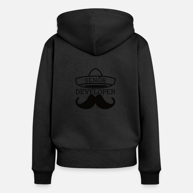 "Senor Developer, Senior Developer" |Programmierer - Frauen Premium Bio Zip Hoodie - Schwarz