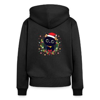 Christmas - Sweat à capuche zippé Premium bio Femme - noir - Dos - Julia (174cm)