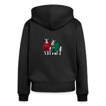 Christmas Retro Cow Cows Ugly Christmas Sweater - Women's Premium Organic Zip Hoodie - black - Back - Julia (174cm)