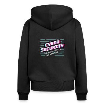 Cadeau pour programmeur hacker. Pirate drôle - Sweat à capuche zippé Premium bio Femme - noir - Dos - Julia (174cm)