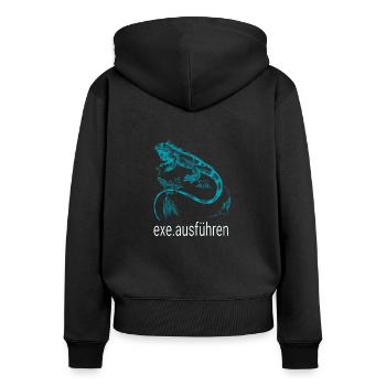 Admin Computer Informatiker exe ausführen blau - Frauen Premium Bio Zip Hoodie - Schwarz - Hinten - Julia (174cm)