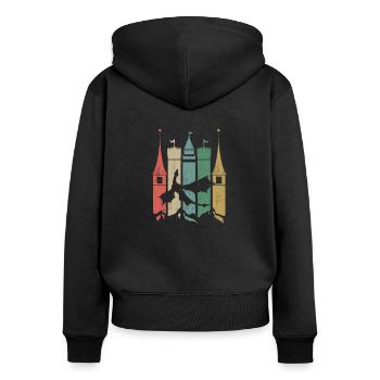 Dragon Retro Castle Vintage RPG Role Player - Frauen Premium Bio Zip Hoodie - Schwarz - Hinten - Julia (174cm)