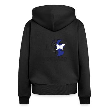 I love Scotland - Frauen Premium Bio Zip Hoodie - Schwarz - Hinten - Julia (174cm)
