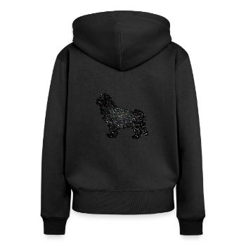Neufundländer Hund Mosaik Schwarz - Frauen Premium Bio Zip Hoodie - Schwarz - Hinten - Julia (174cm)