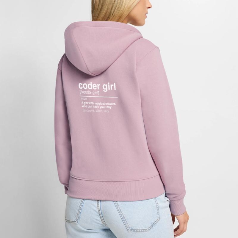 Coder Girl Software Developer Engineer Gift Sweat à capuche zippé Premium bio Femme